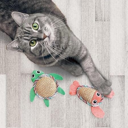 Kong Tropics Pals Sea Creatures Scratchy Shell and Crinkle Plush Catnip Cat Toys - 2 Pack