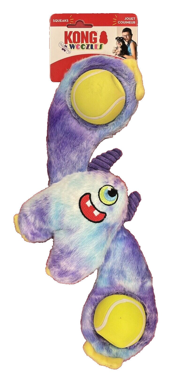 Kong Woozles Monster Dual Tennis Ball and Squeaky Plush Dog Toy - Assorted - Medium Default Title