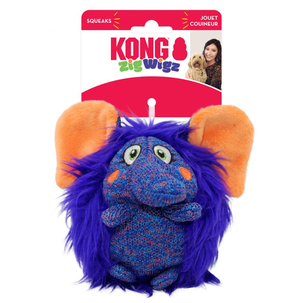 Kong Zigwigz Elephant Squeak and Plush Dog Toy - Medium  