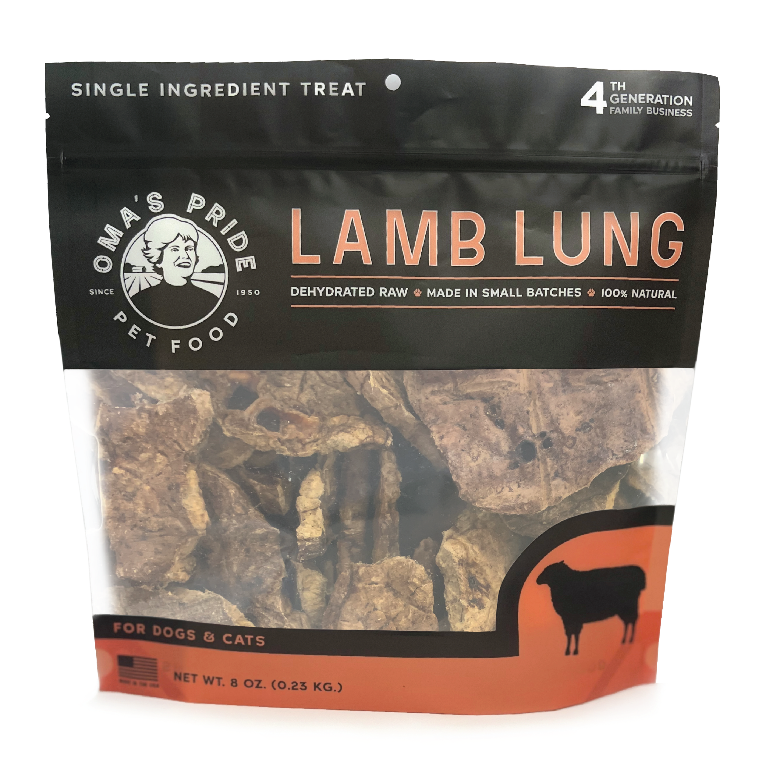 Omas Pride Dehydrated Lamb Lung Freeze-Dried Natural Cat and Dog Chews