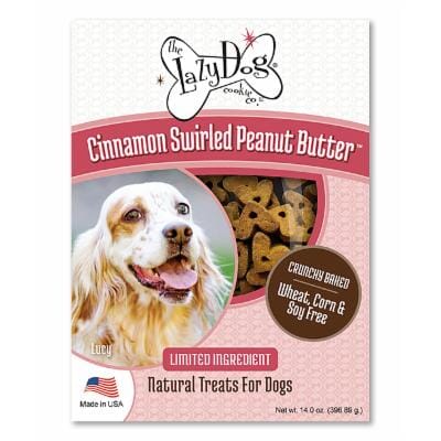 Lazy Dog Cinnammon Swirl and Peanut Butter Crunchy Biscuit Dog Treats - 14 Oz
