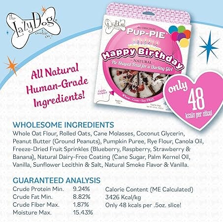 Lazy Dog Original Pup-Pie Happy Birthday Special Dog Pre-Sliced Baked Dog Biscuit Treats - 5 Oz