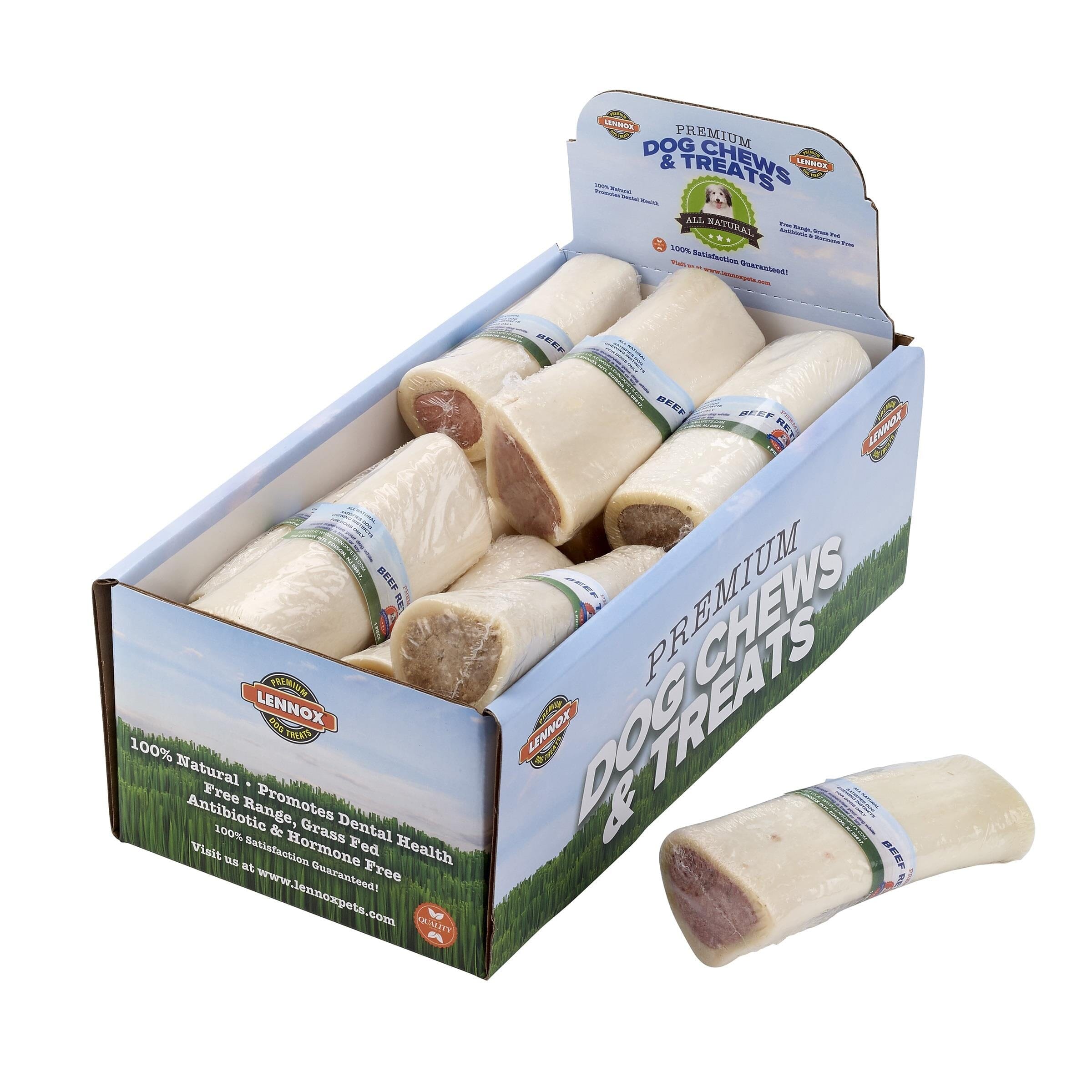 Lennox White Beef Bone Filled with Peanut Butter Natural Dog Chews Large - 6-7 Inch - 12 Count