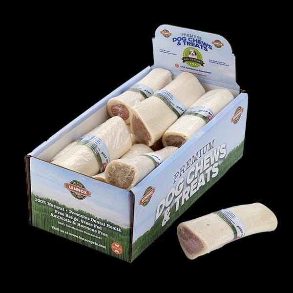Lennox White Beef Bone Filled with Peanut Butter Natural Dog Chews Medium - 3-4 Inch - 25 Count
