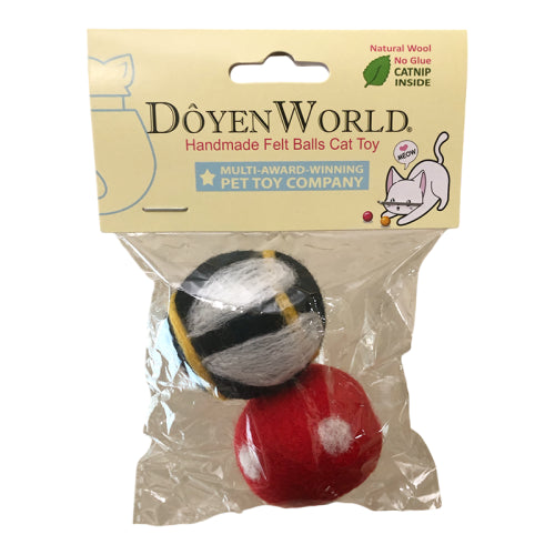 DoyenWorld Felt Ball Bee Catnip Cat Toy - 2 Pack 