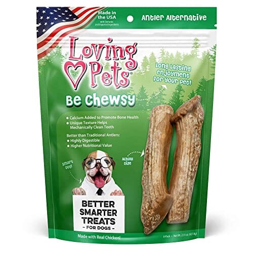 Loving Pets Be Chewsy Alternative Antler Natural Dog Chews - 6 Pack