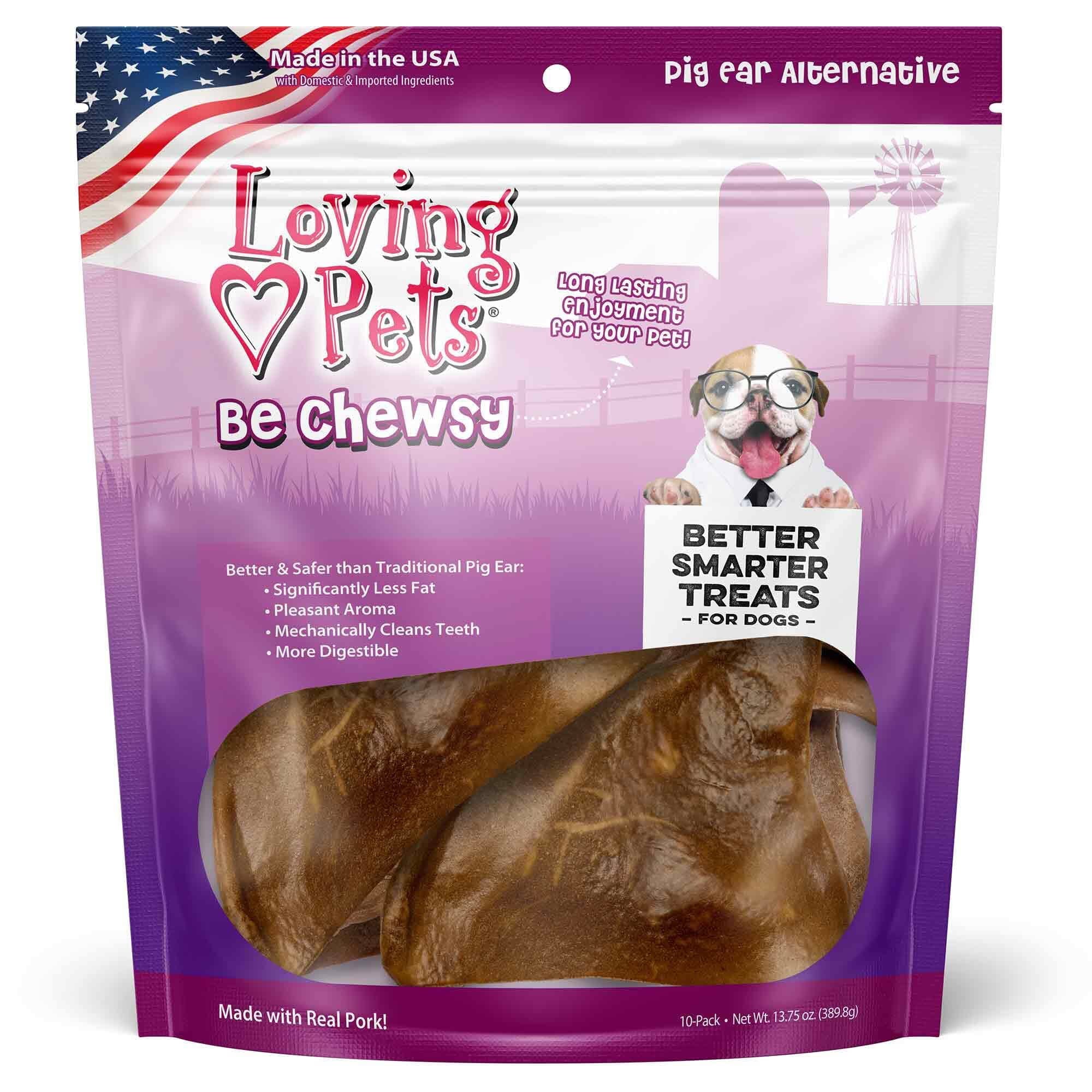 Loving Pets Be Chewsy Alternative Pig Ear Natural Dog Chews - 10 Pack