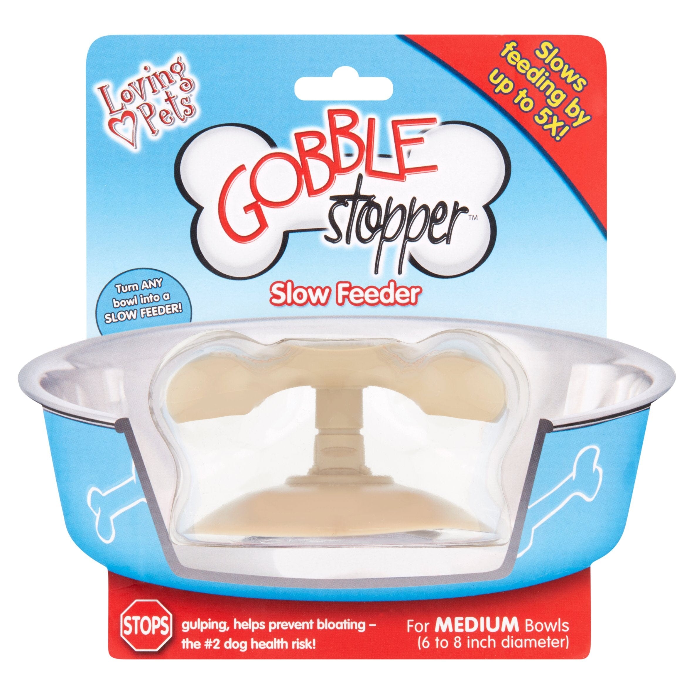 Loving Pets Gobble Stopper Slow-Feeder Mechanism for Dog Bowls Medium