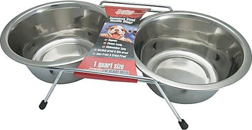 Loving Pets Ruff-N-Tuff Double Stainless Steel Cat and Dog Diner - 1 Pint