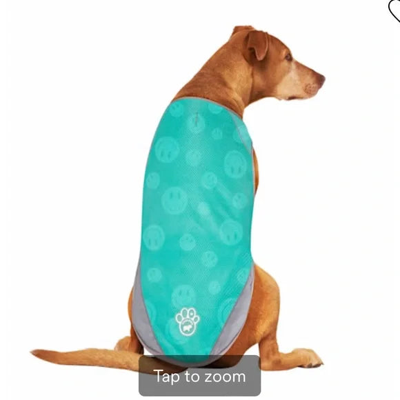 Canada Pooch Chill Seaker Wet Reveal Cooling Dog Vest - Smiley Green