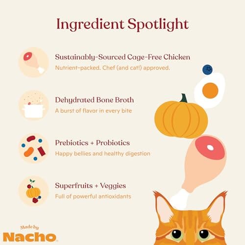 Made by Nacho Cage-Free Chicken and Pumpkin Bone Broth Infused Dry Cat Food - 11 Lbs