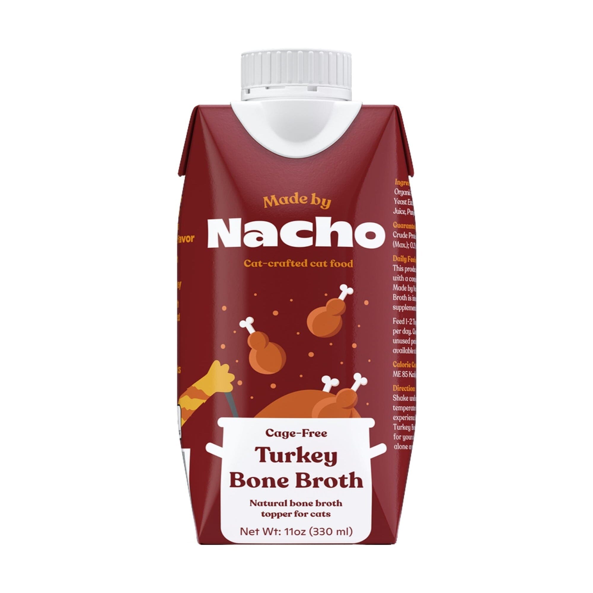 Made by Nacho Cage-Free Turkey Bone Broth Cat Food Topper - 11 Oz - Case of 12 Default Title