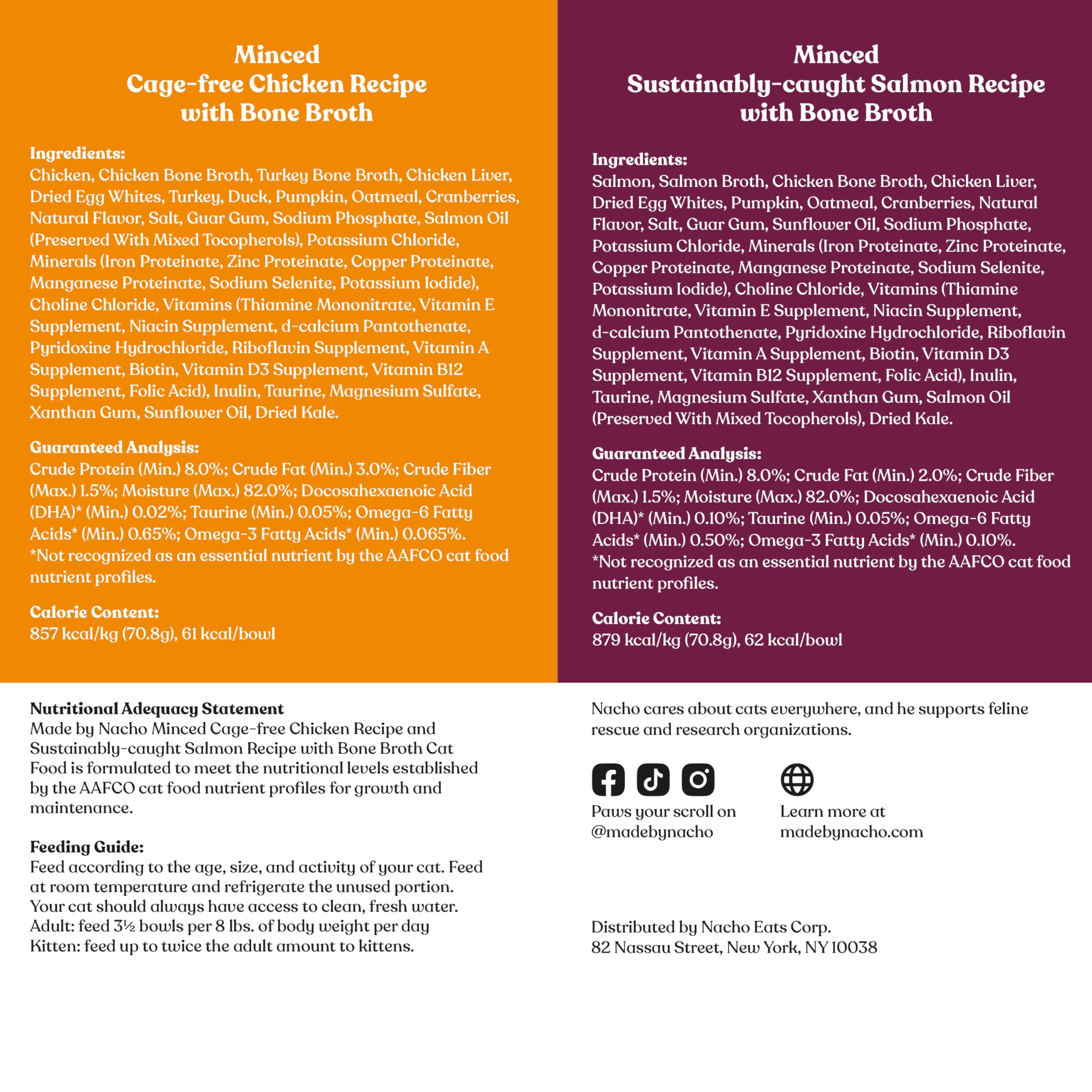 Made by Nacho Chicken and Salmon Minced Wet Cat Food Tray - Variety Pack - 2.5 Oz - Case of 10  