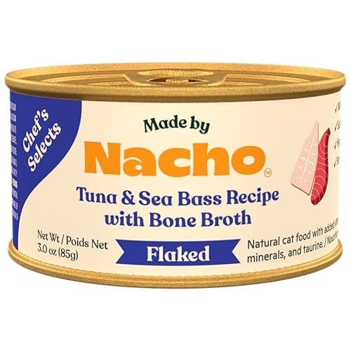 Made by Nacho Flaked Tuna and Seabass in Bone Broth Wet Canned Cat Food - 3 Oz - 12 Pack Default Title