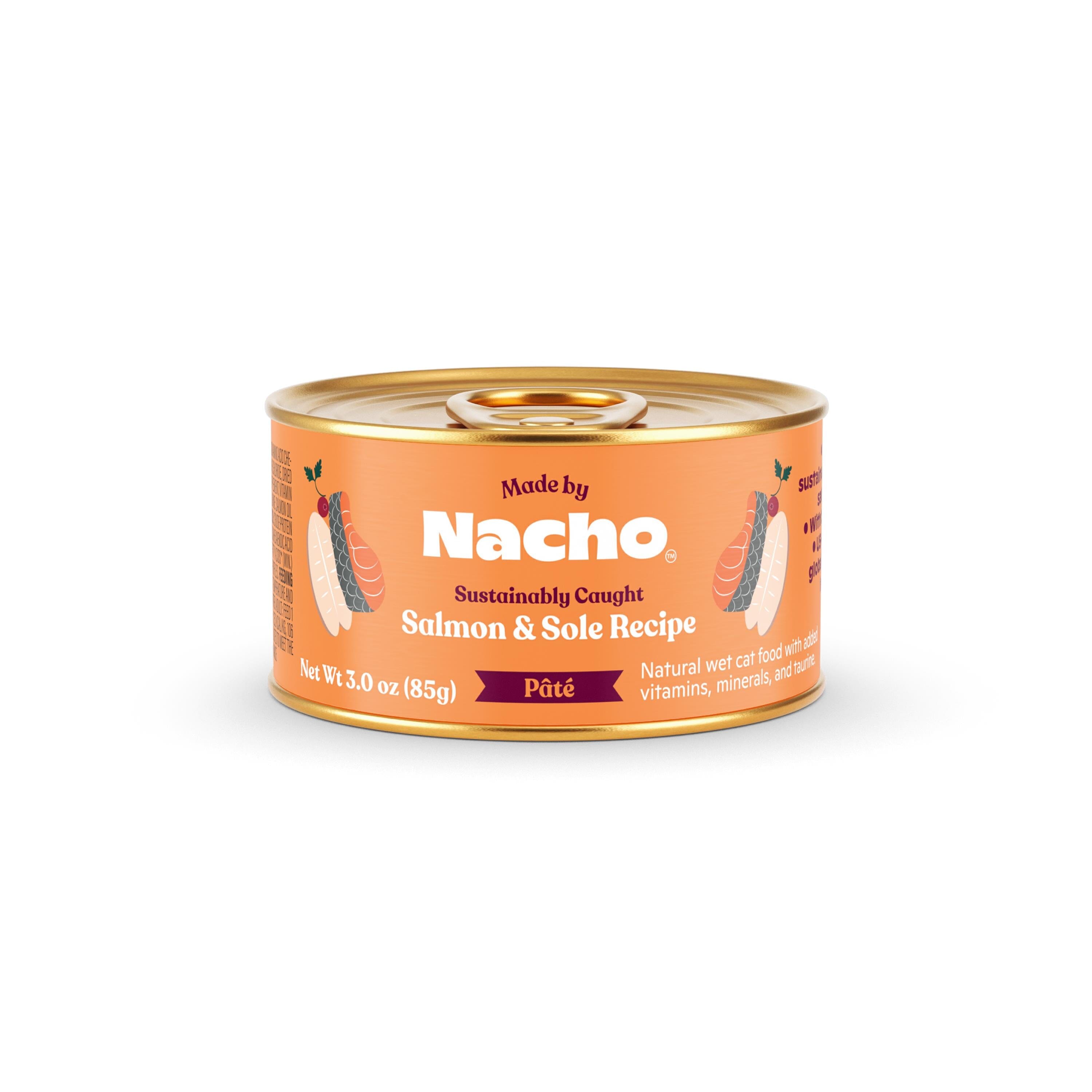 Made by Nacho Salmon and Sole Pate Canned Cat Food - 3 Oz - Case of 24  