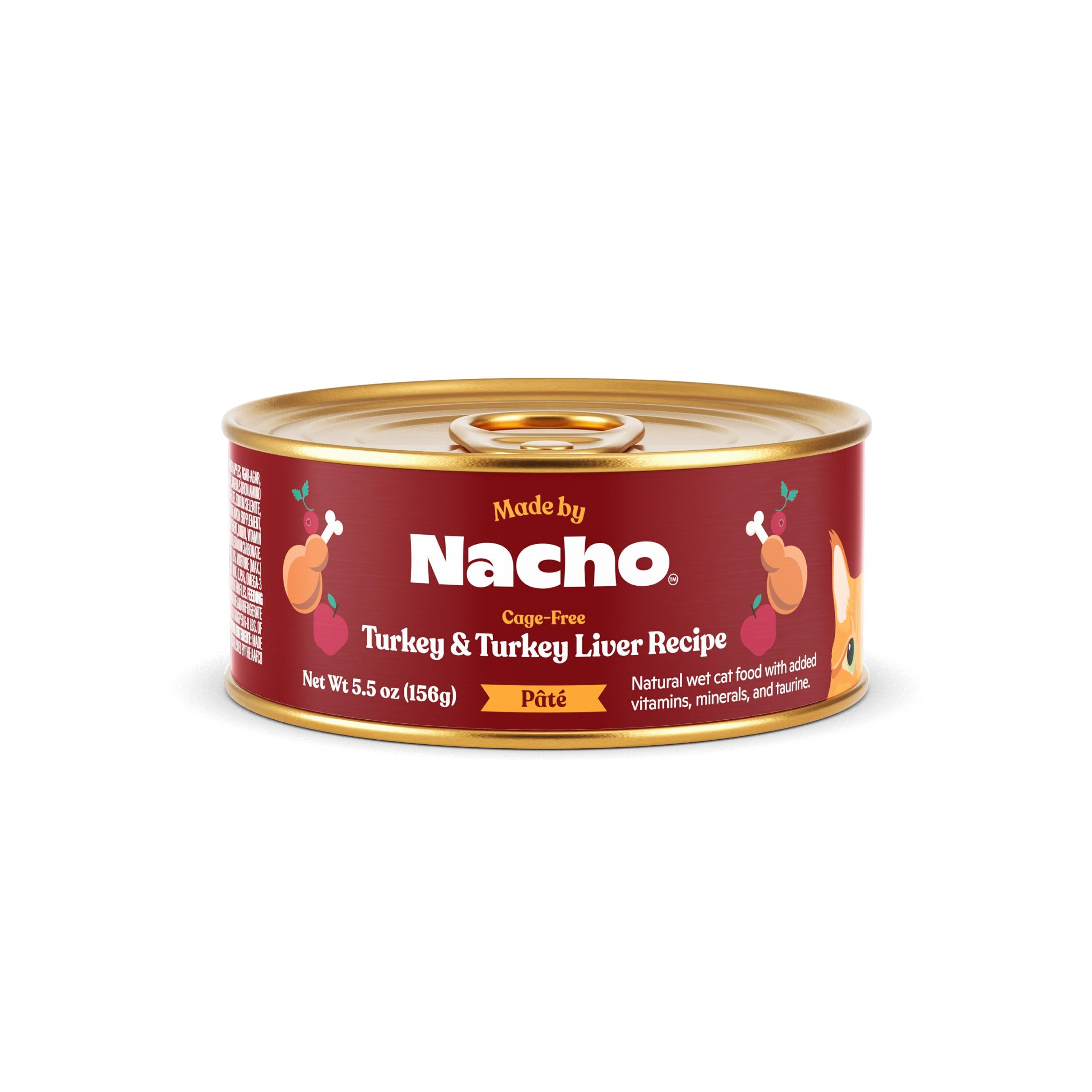 Made by Nacho Turkey and Turkey Liver Pate in Bone Broth Canned Cat Food - 5.5 Oz - Case of 24  