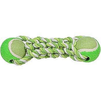 Mammoth Pet Products Braided Twister Bone Rope and Tug Dog Toy with Ball - Multi-Color - Mini - 7.5 Inch Default Title