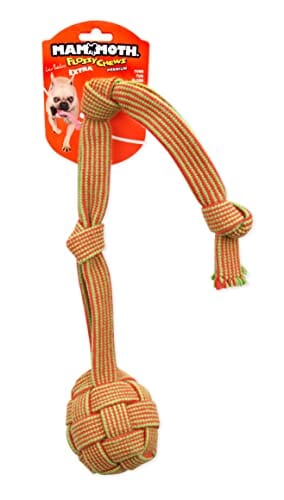 Mammoth Pet Products Extra Floss Webbing Ball and Rope Tug Dog Toy Large - 3.75 Inch