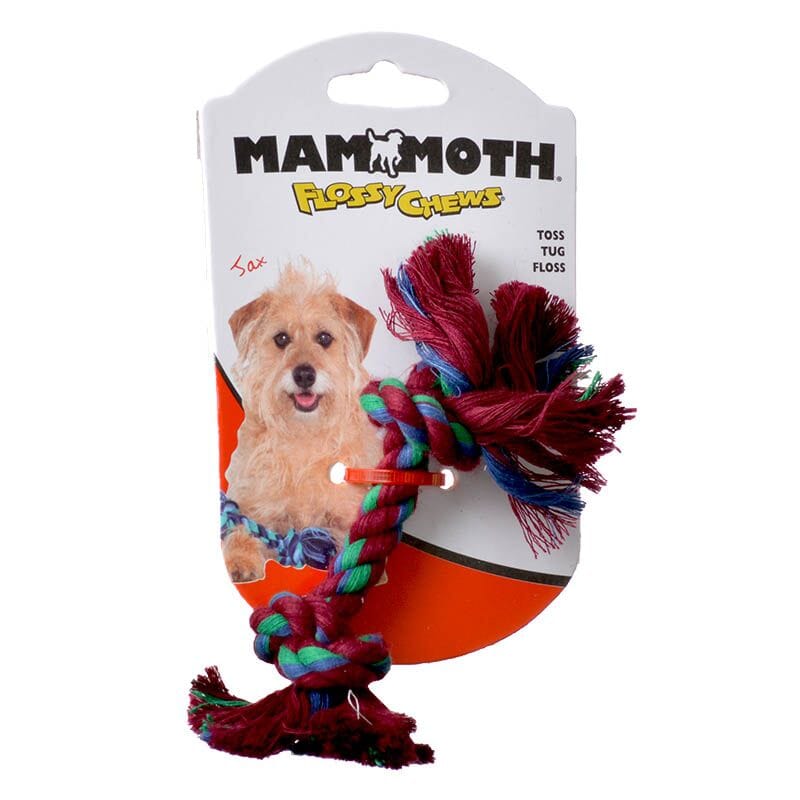 Mammoth Pet Products Flossy Bone Cotton Rope Dog Toy Multi-Color Mini - 6 Inch