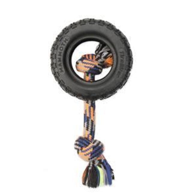 Mammoth Pet Products TireBiter II Rubber and Rope Tug Dog Toy Large - 6 Inch