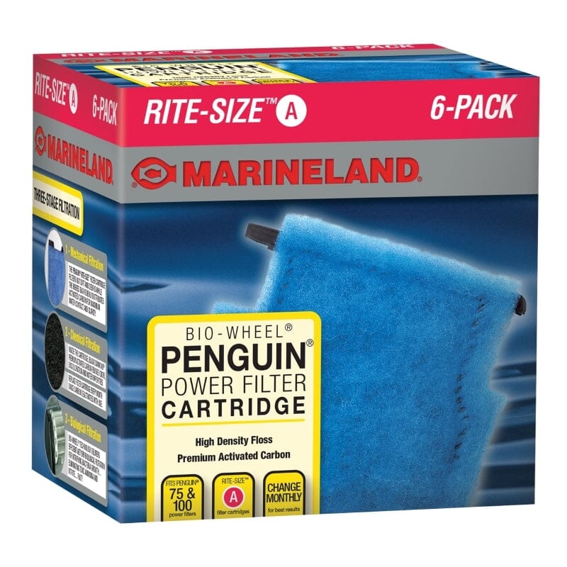 Marineland Penguin Power Filter Cartridge Aquarium Filter Insert - Size A - 6 Pack