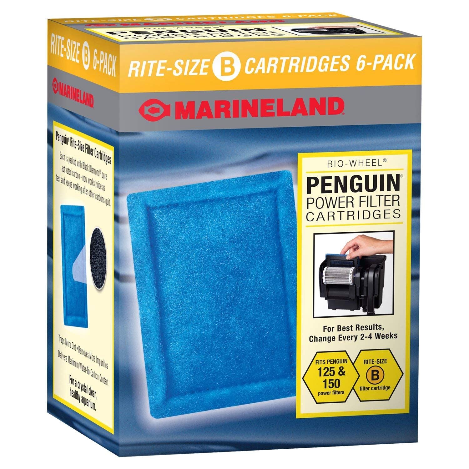 Marineland Penguin Power Filter Cartridge Aquarium Filter Insert - Size B - 6 Pack