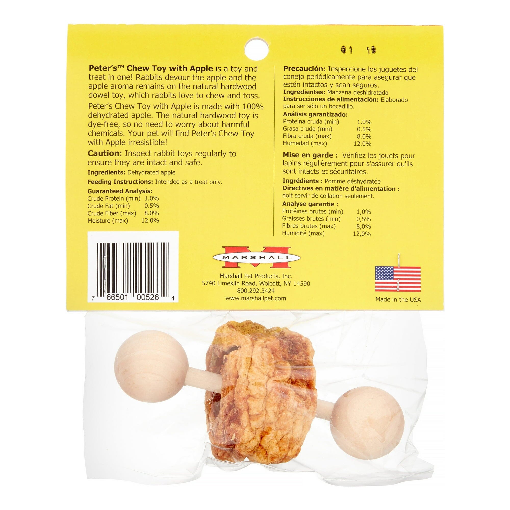 Marshall Peter's Natural Rabbit and Small Animal Chew Toy With Apple - Small