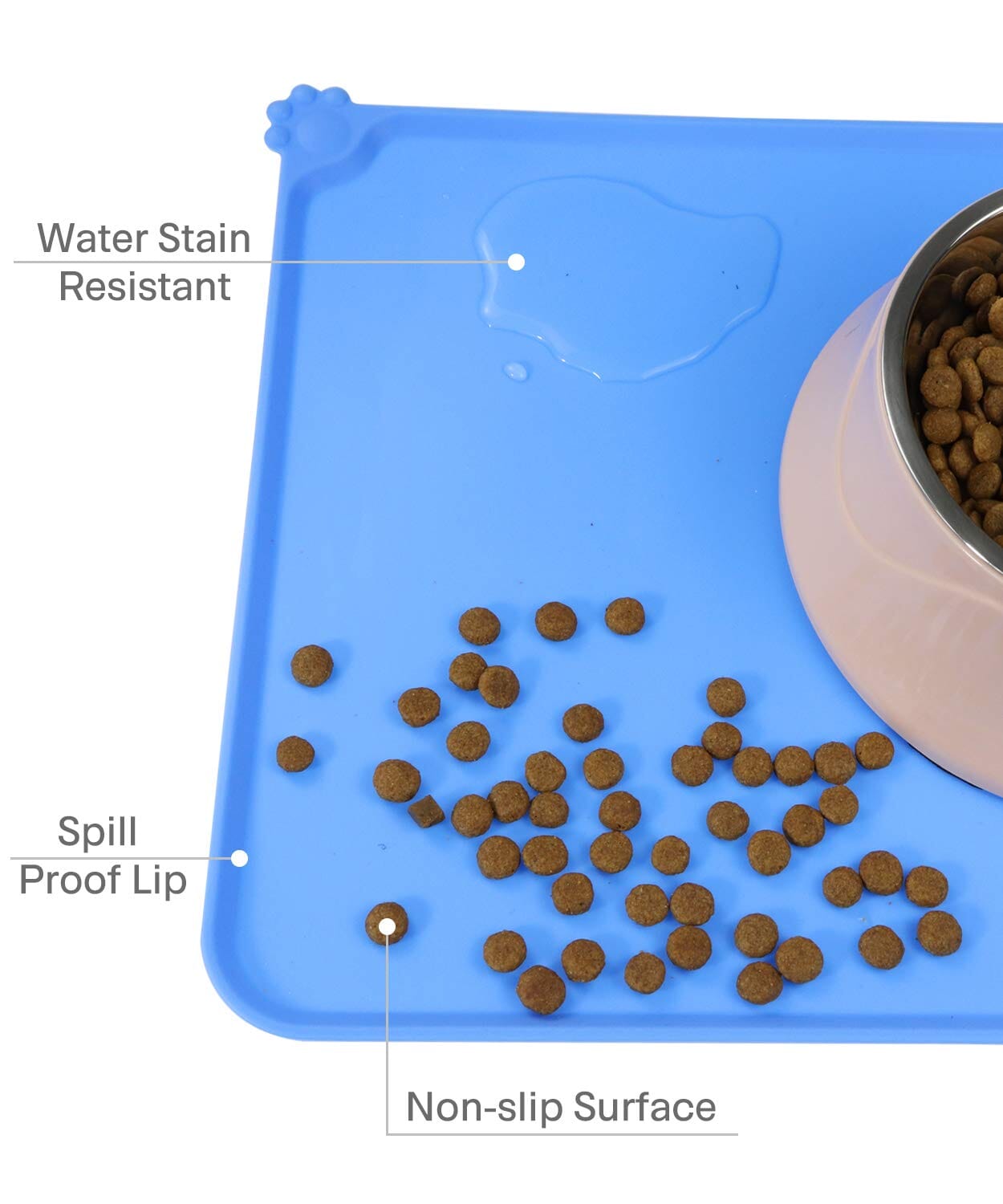 Mclovin's No-Spill Pet Bowl with Magnetic Mat - Blue  