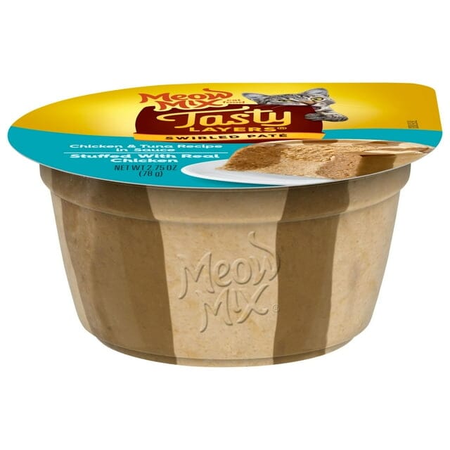 Meow-Mix Tasty Layers Swirled Chicken and Tuna Pate Wet Cat Food Trays - 2.75 Oz - 12 Pack Default Title