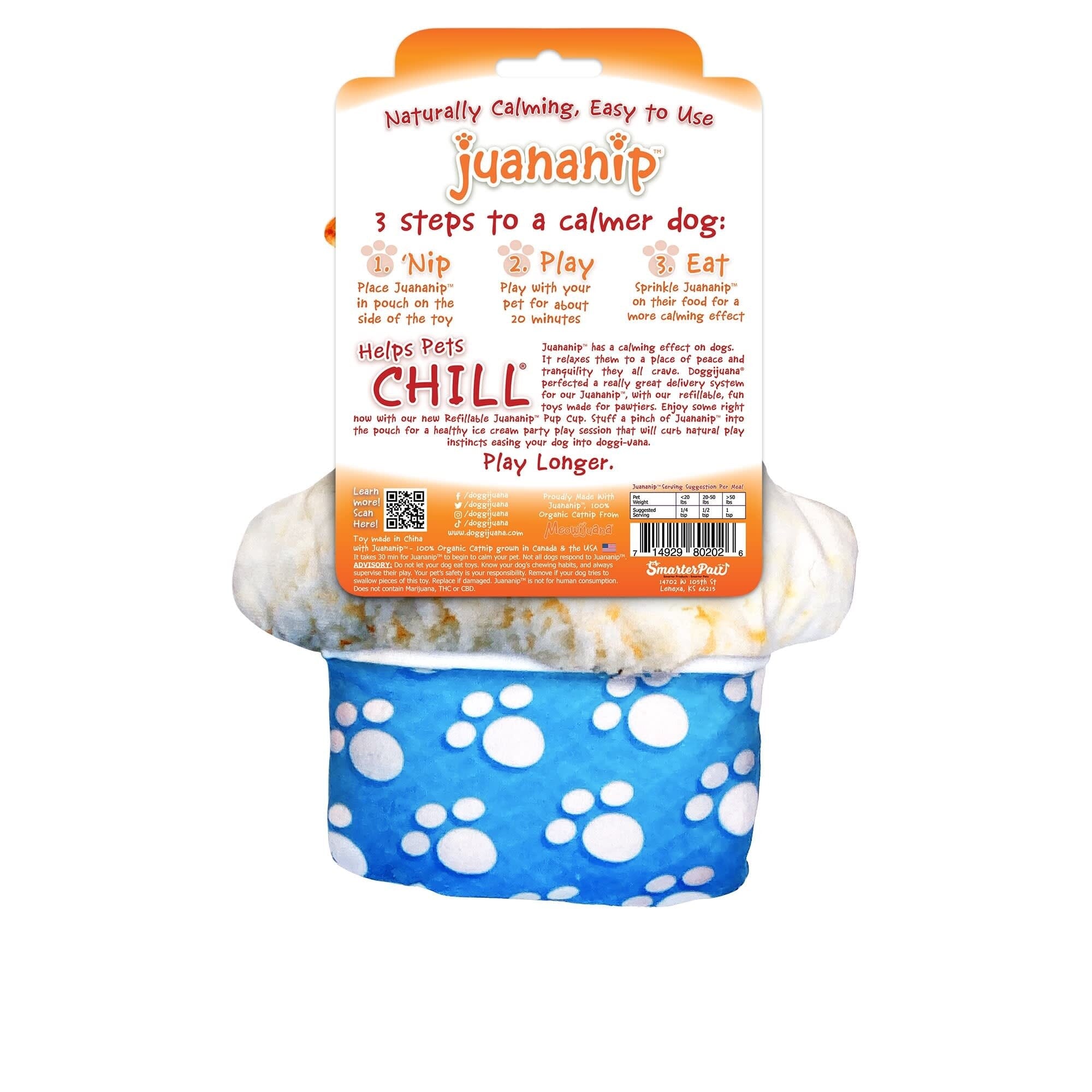 Meowijuana Doggijuana Get The Munchies Pup Cup Refillable Calming Juananip Plush Dog Toy