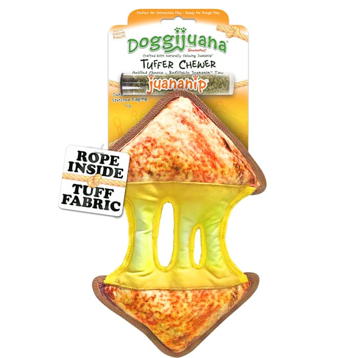 Meowijuana Doggijuana Grilled Cheese Tuffer Chewer Inner-Rope Refillable Juananip Plush Dog Toy Default Title