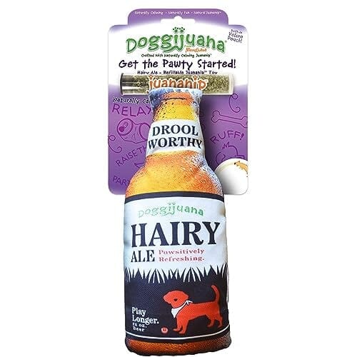 Meowijuana Doggijuana Pawty Started Hairy Ale Refillable Calming Juananip Plush Dog Toy Default Title