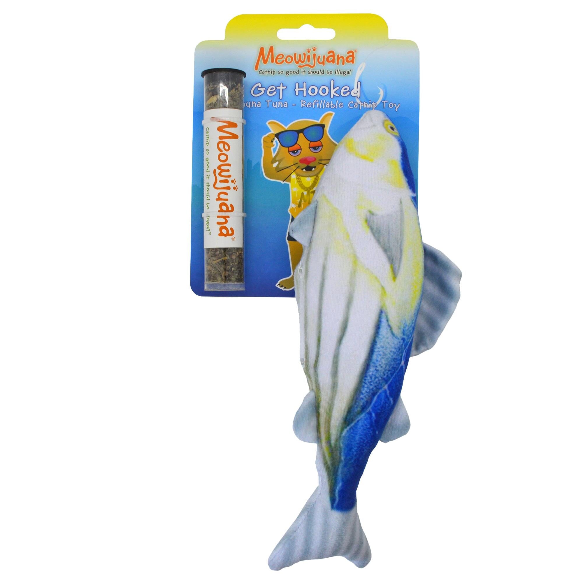 Meowijuana Get Hooked Kahuna Tuna Refillable Fish Catnip Cat Toy  