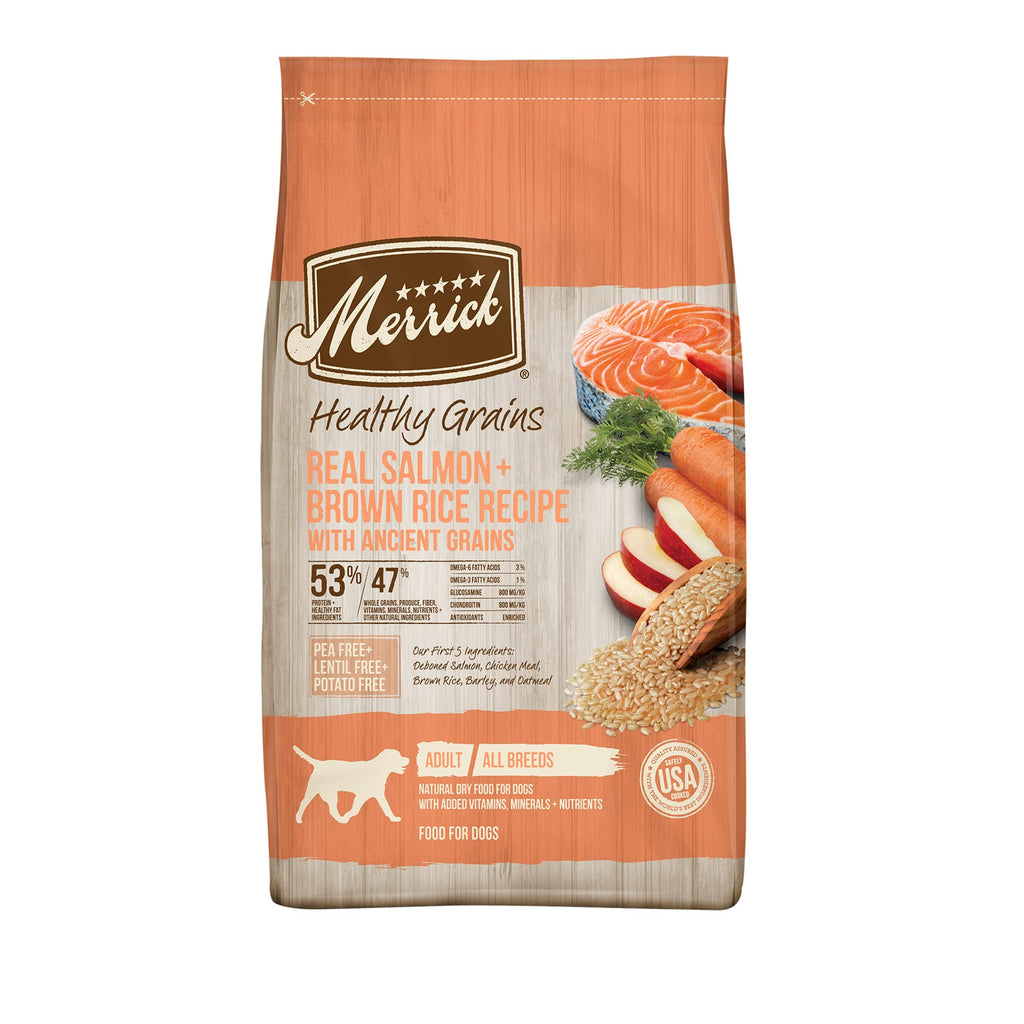 Merrick Adult Healthy Grains Real Salmon and Brown Rice Dry Dog Food 12 Lbs 