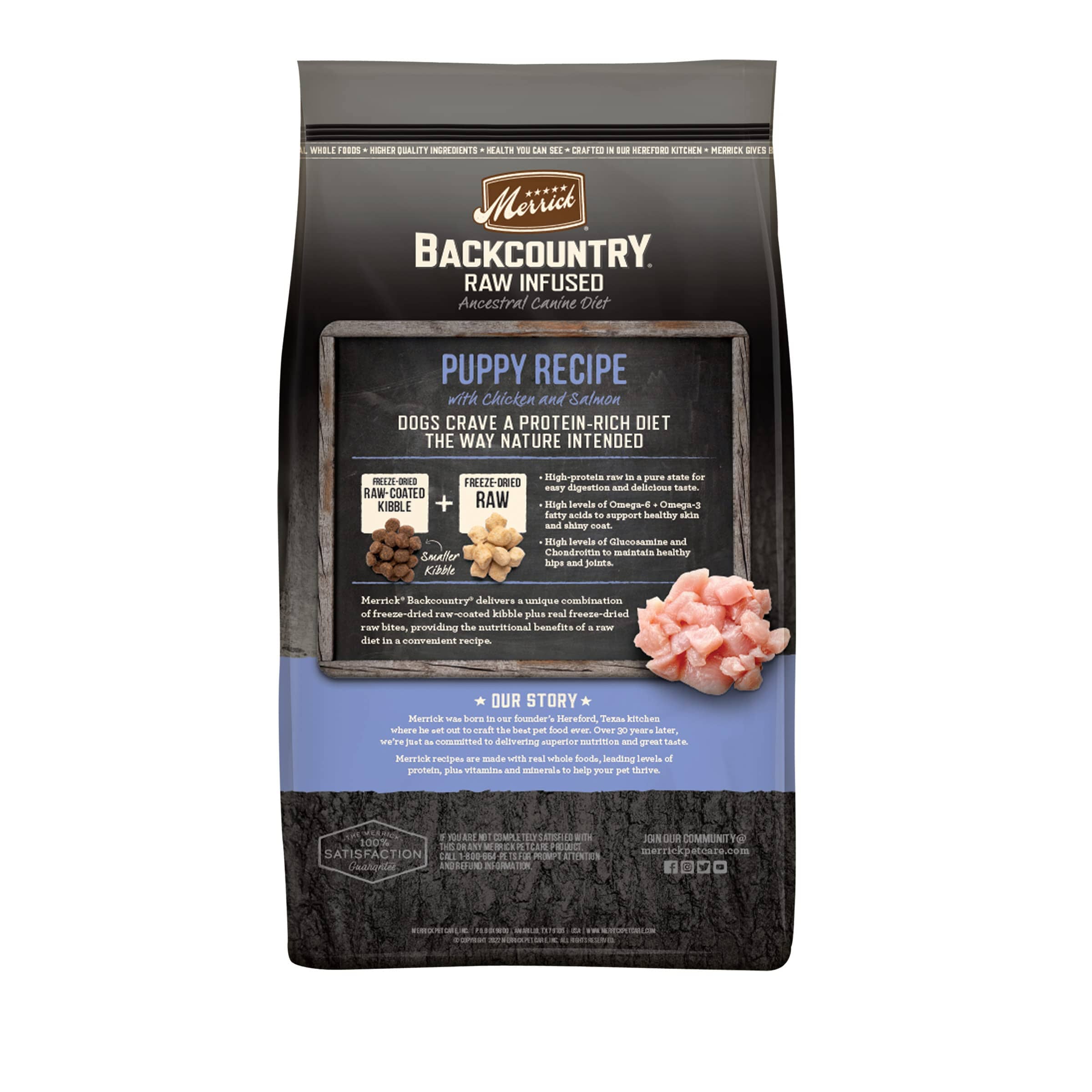 Merrick Backcountry Puppy Grain-Free Raw-Infused Chicken and Salmon Freeze-Dried Dog Food  