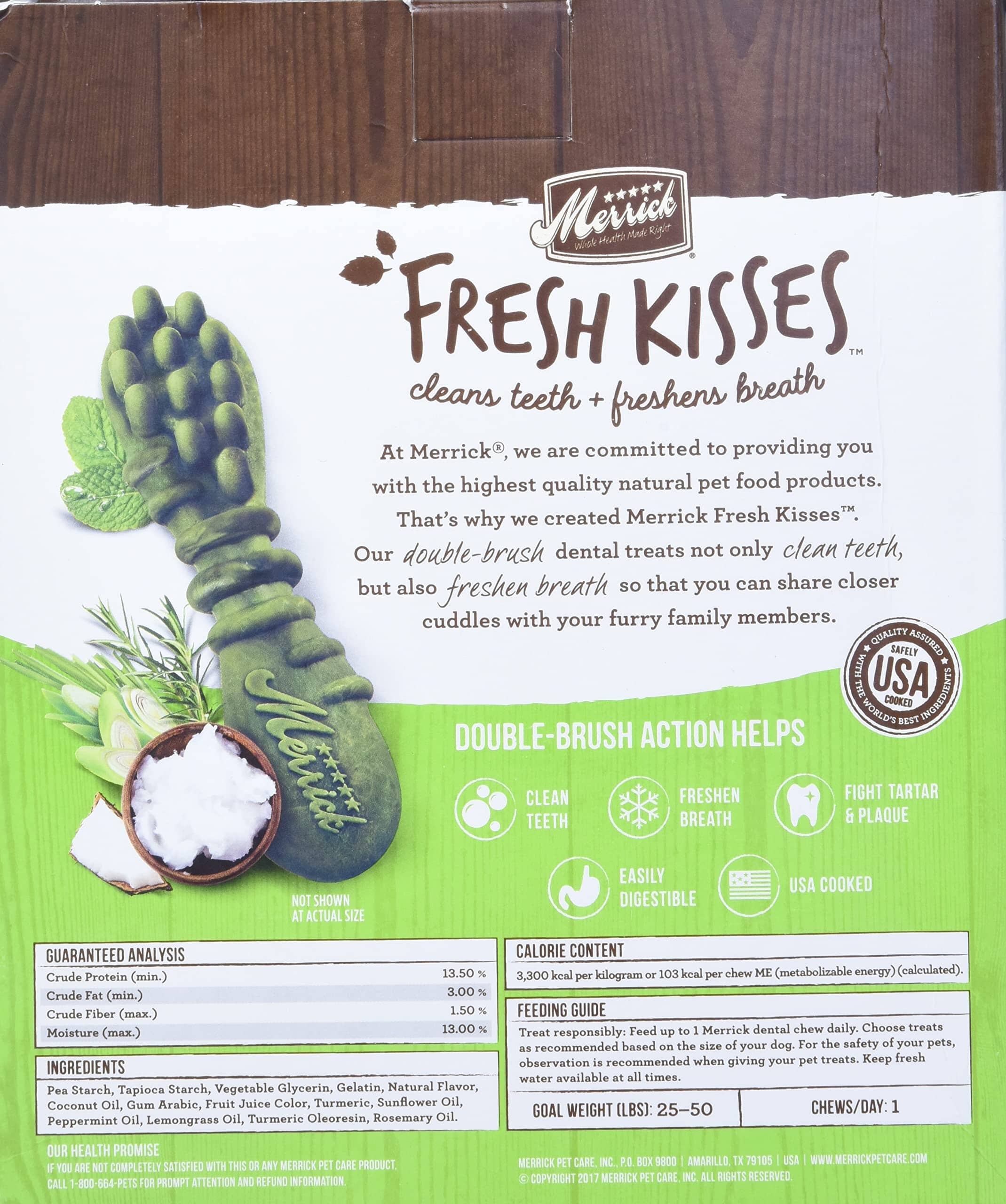 Merrick Fresh Kisses Coconut and Botanical Oils Dental Dog Treats  