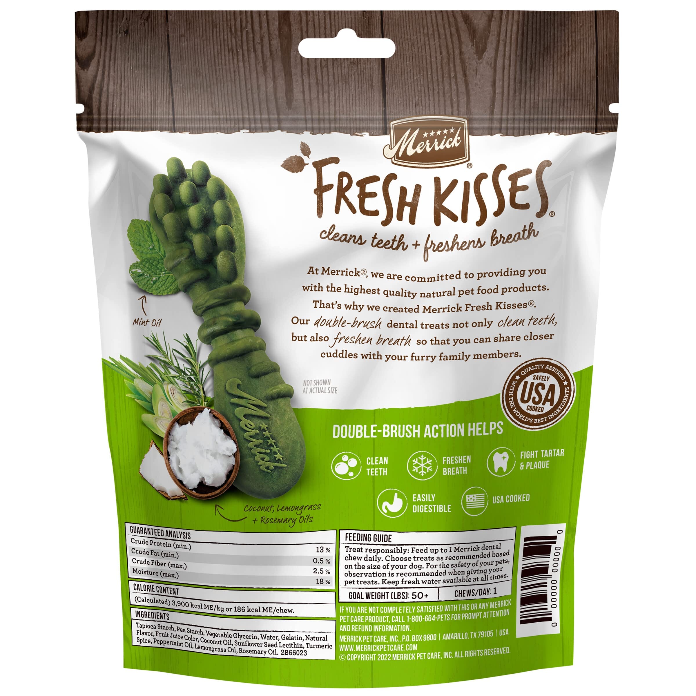 Merrick Fresh Kisses Coconut and Botanical Oils Dental Dog Treats  