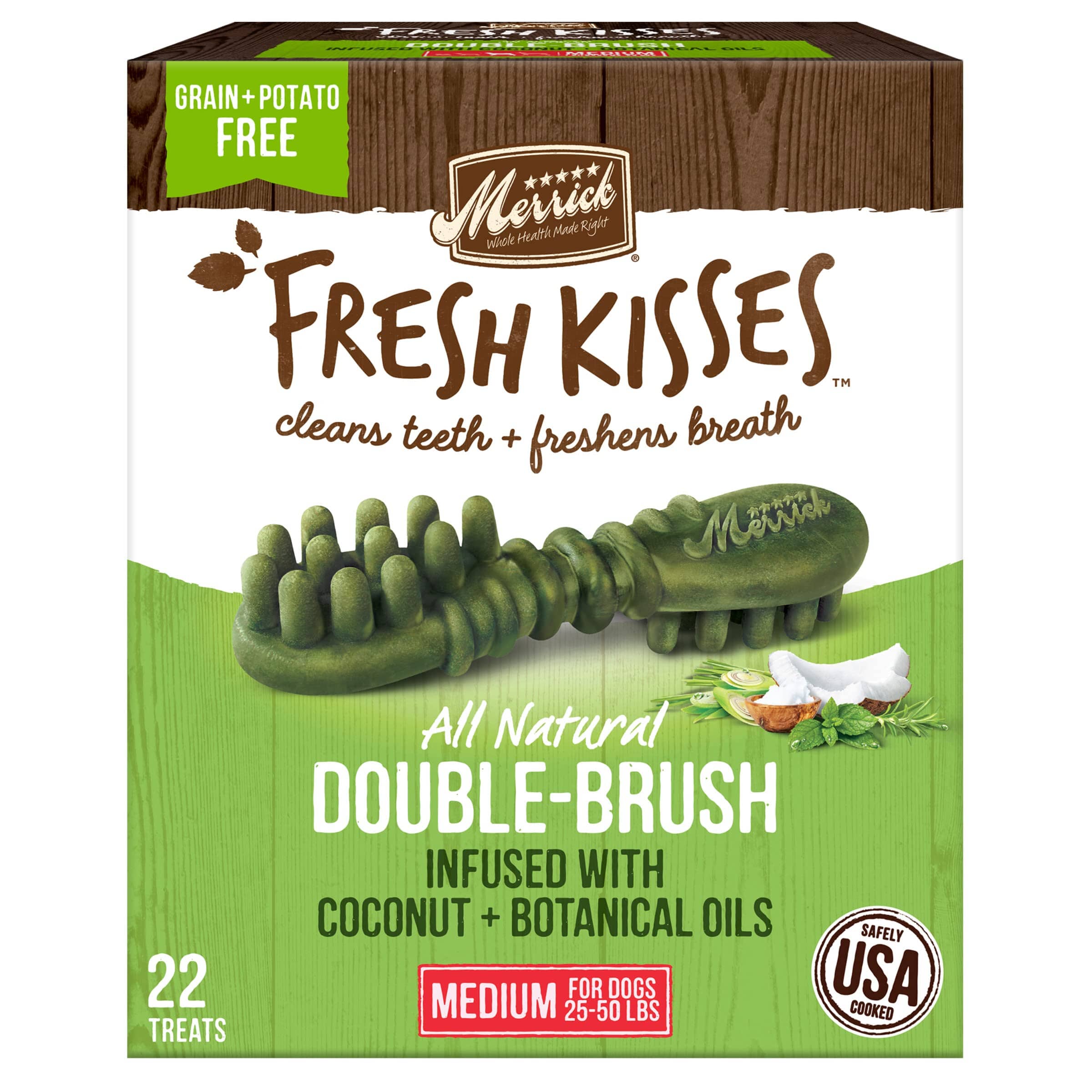 Merrick Fresh Kisses Coconut and Botanical Oils Dental Dog Treats Medium - 23 Oz 