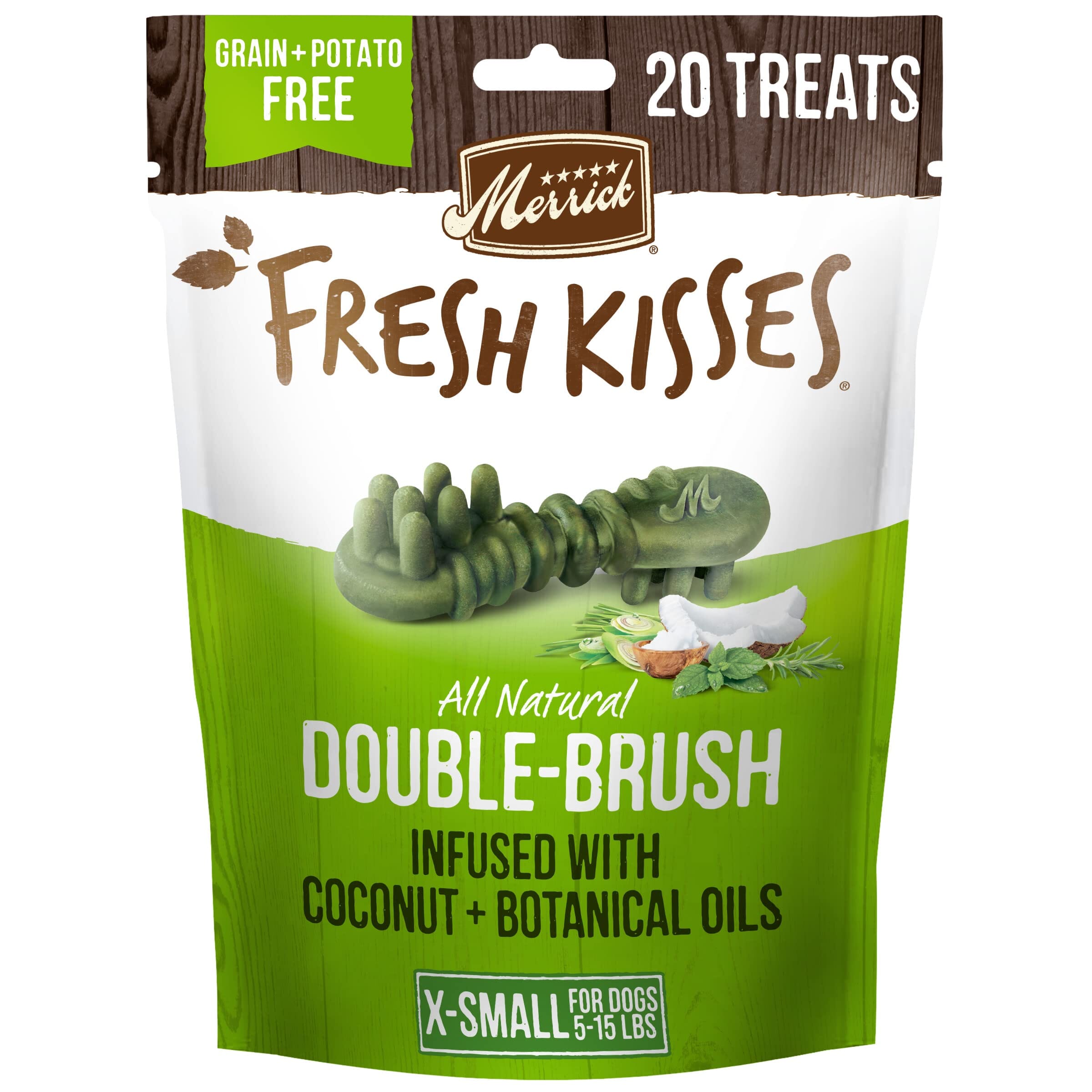 Merrick Fresh Kisses Coconut and Botanical Oils Dental Dog Treats Extra Small - 6 Oz 