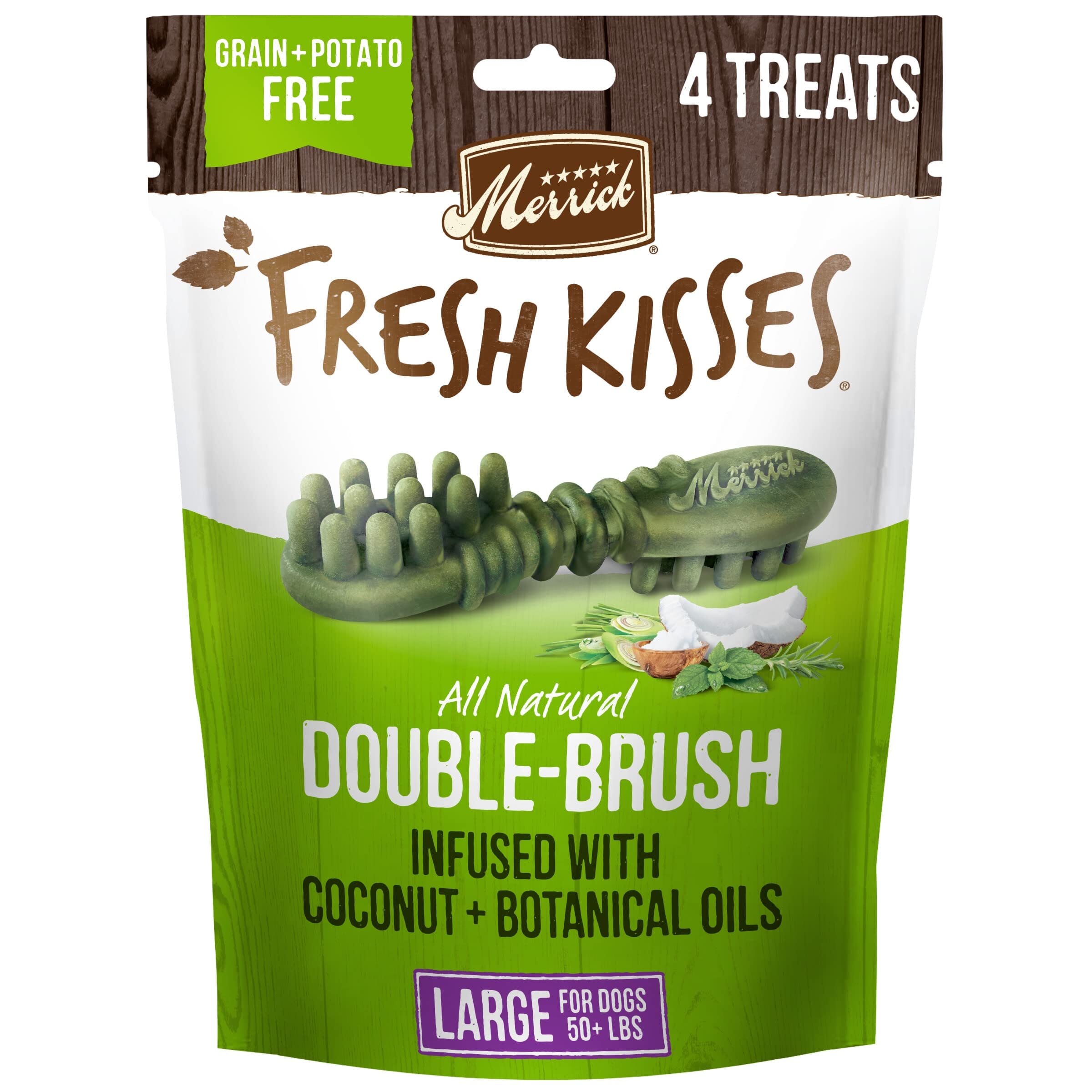 Merrick Fresh Kisses Coconut and Botanical Oils Dental Dog Treats Large - 6.5 Oz 