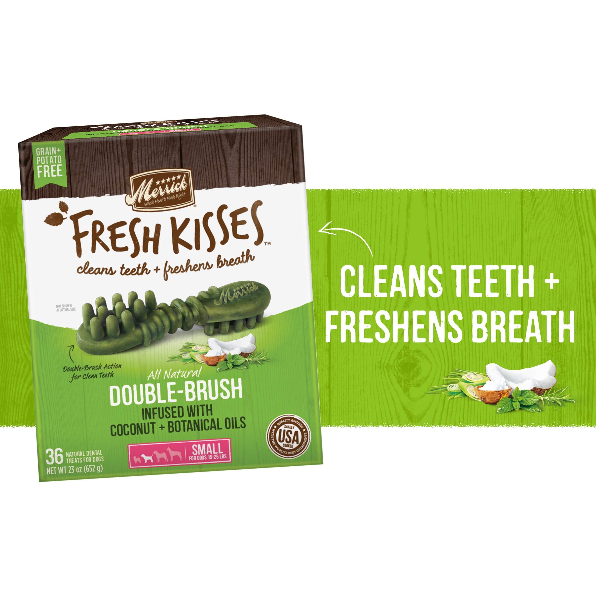 Merrick Fresh Kisses Coconut and Botanical Oils Dental Dog Treats  