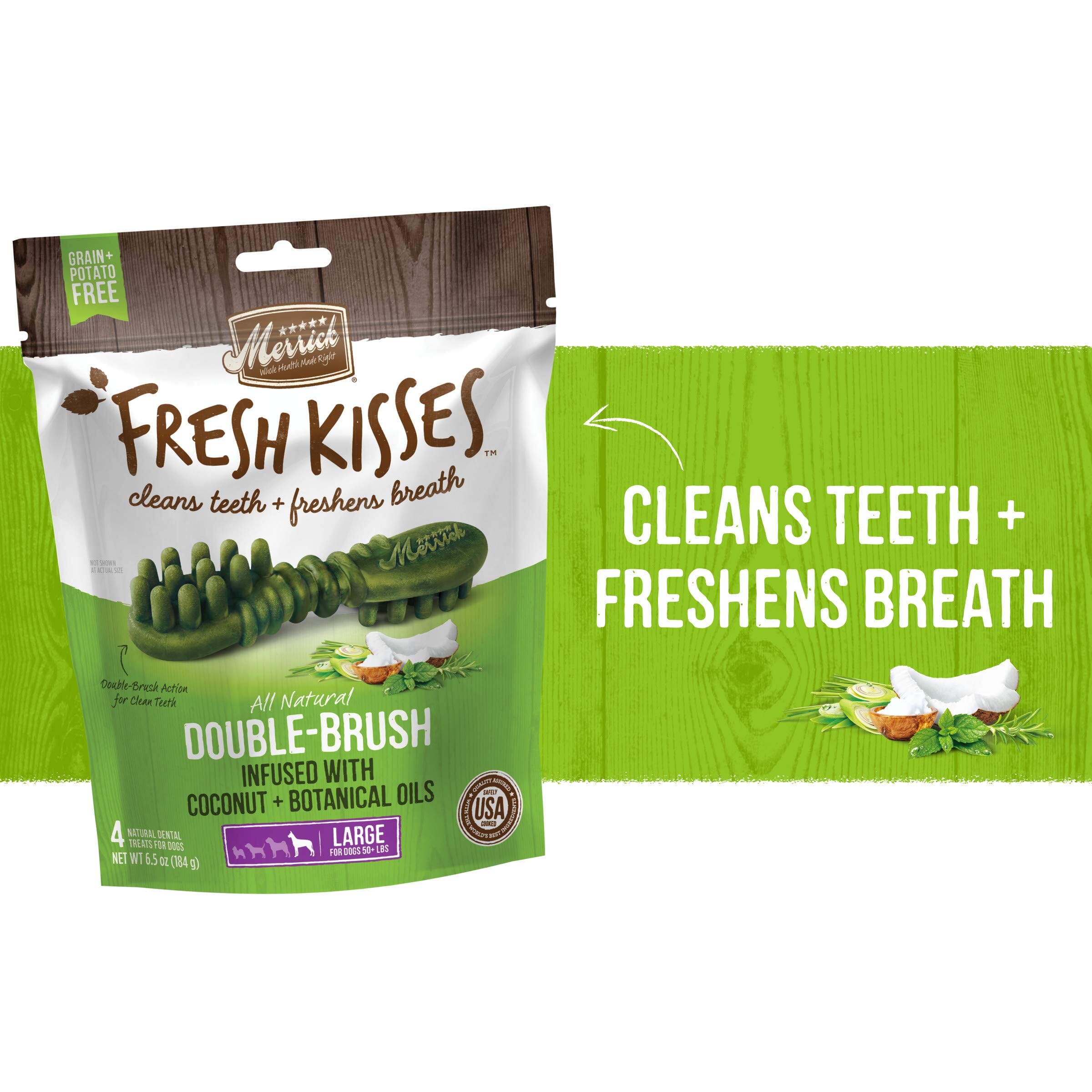 Merrick Fresh Kisses Coconut and Botanical Oils Dental Dog Treats  