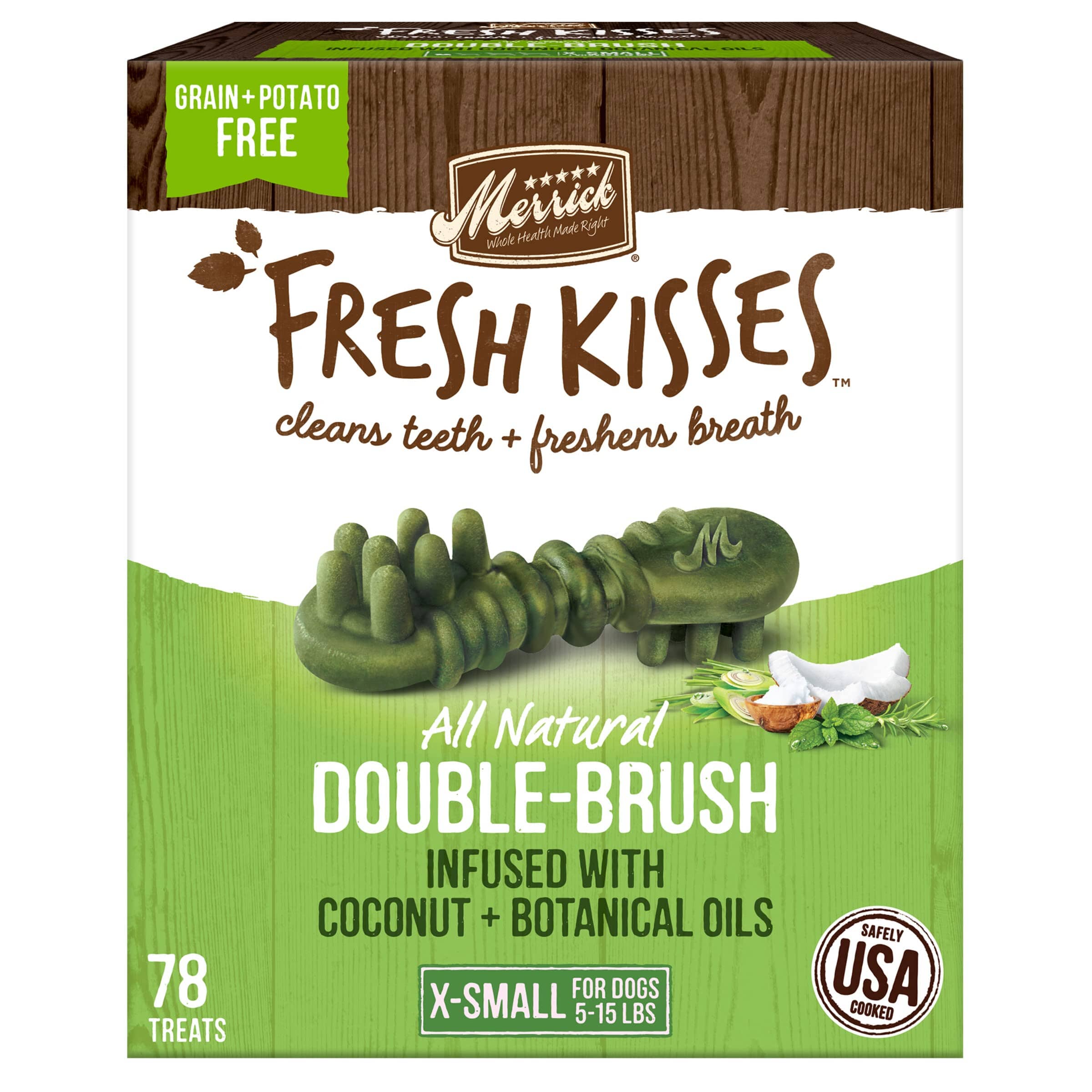 Merrick Fresh Kisses Coconut and Botanical Oils Dental Dog Treats Extra Small Value Pack - 24 Ounce 