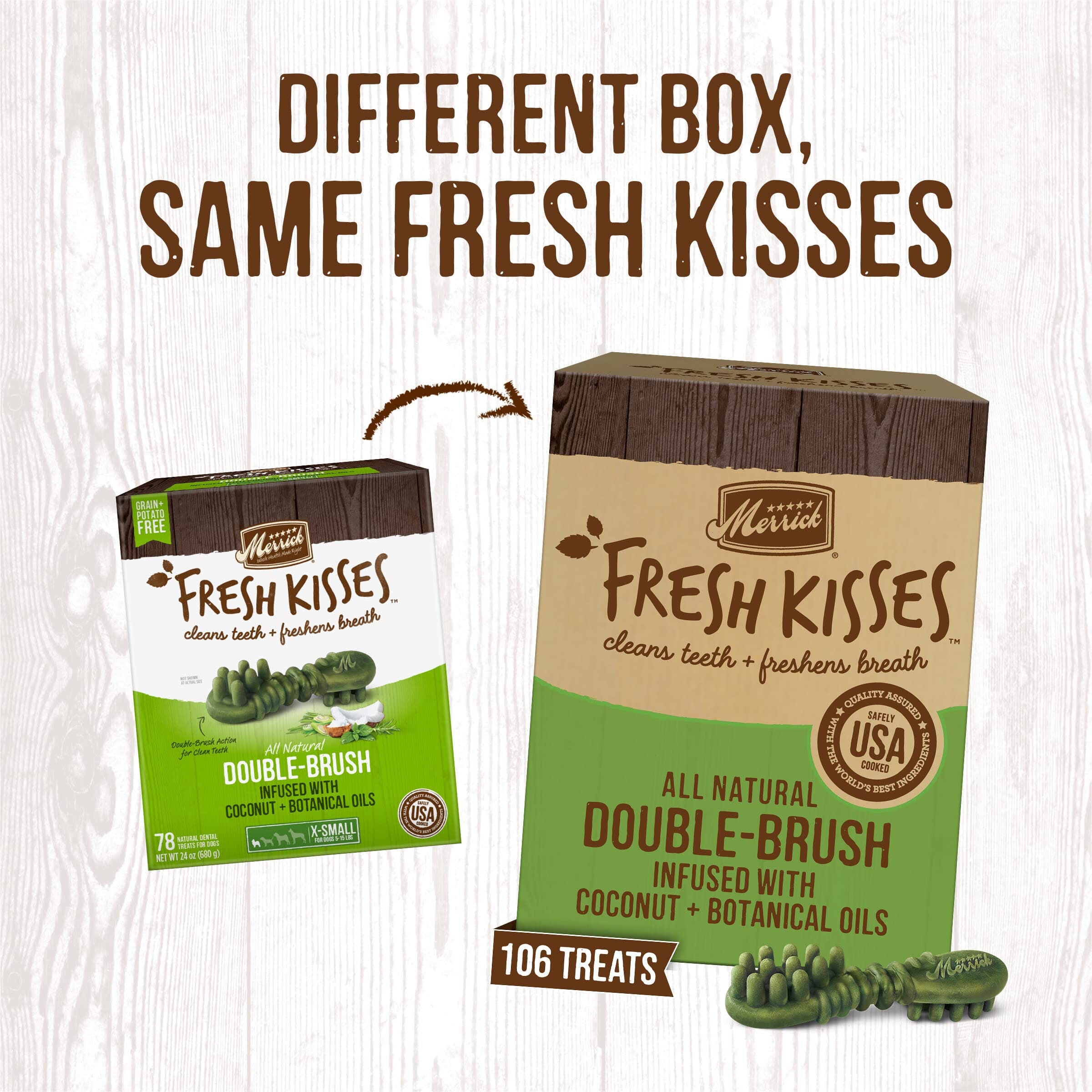 Merrick Fresh Kisses Coconut and Botanical Oils Dental Dog Treats  