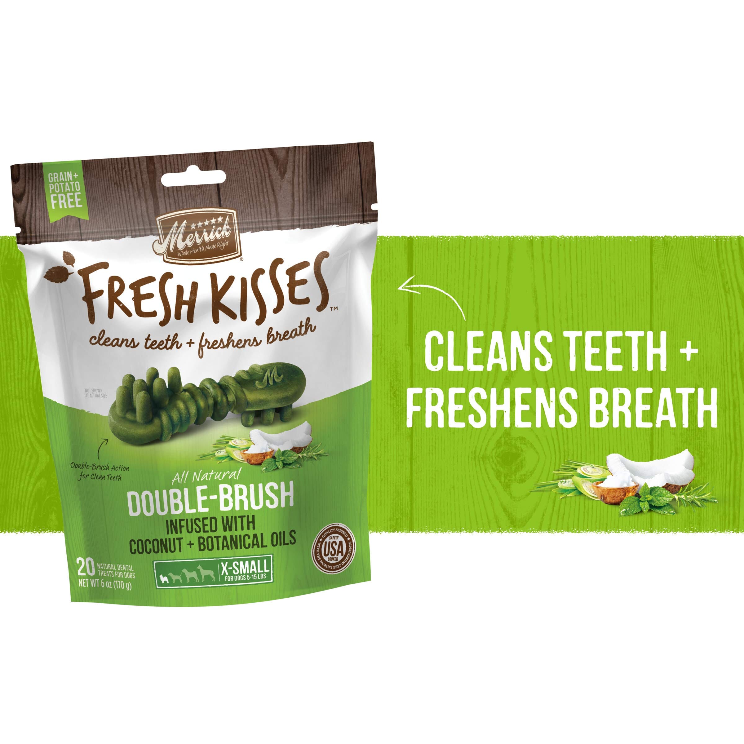 Merrick Fresh Kisses Coconut and Botanical Oils Dental Dog Treats  