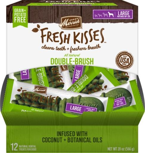 Merrick Fresh Kisses Coconut Oil and Botanicals Large Brush Dog Dental Chews - 12 Count  