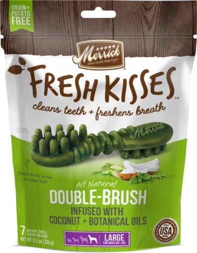 Merrick Fresh Kisses Coconut Oil and Botanicals Large Brush Dog Dental Chews - 7 Count  