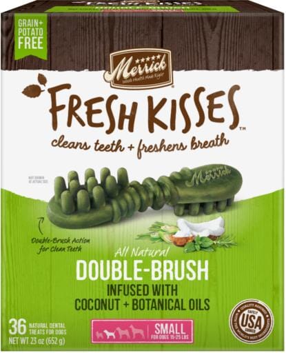 Merrick Fresh Kisses Coconut Oil and Botanicals Small Brush Dog Dental Chews - Value Box - 36 Count - 23 Oz  