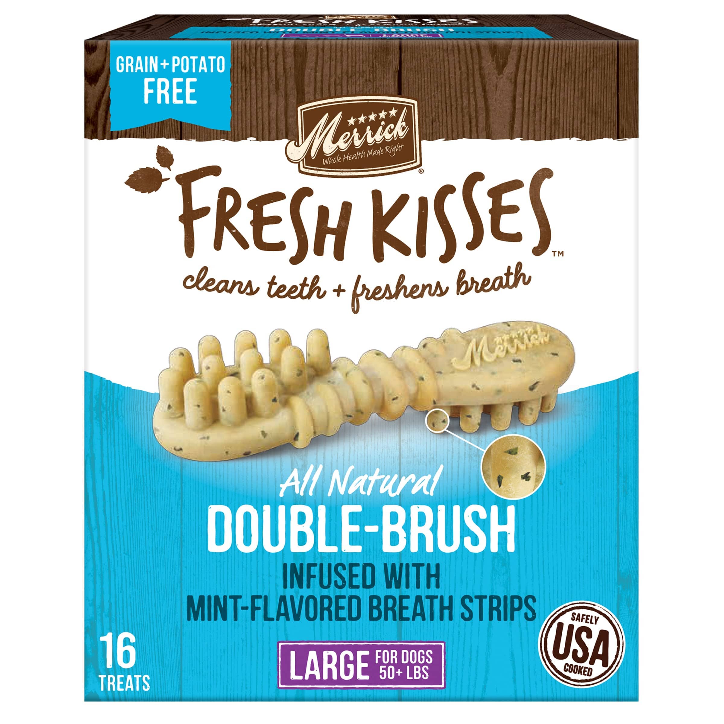 Merrick Fresh Kisses Mint Fresh Breath Dental Dog Treats Large - 27 Oz 