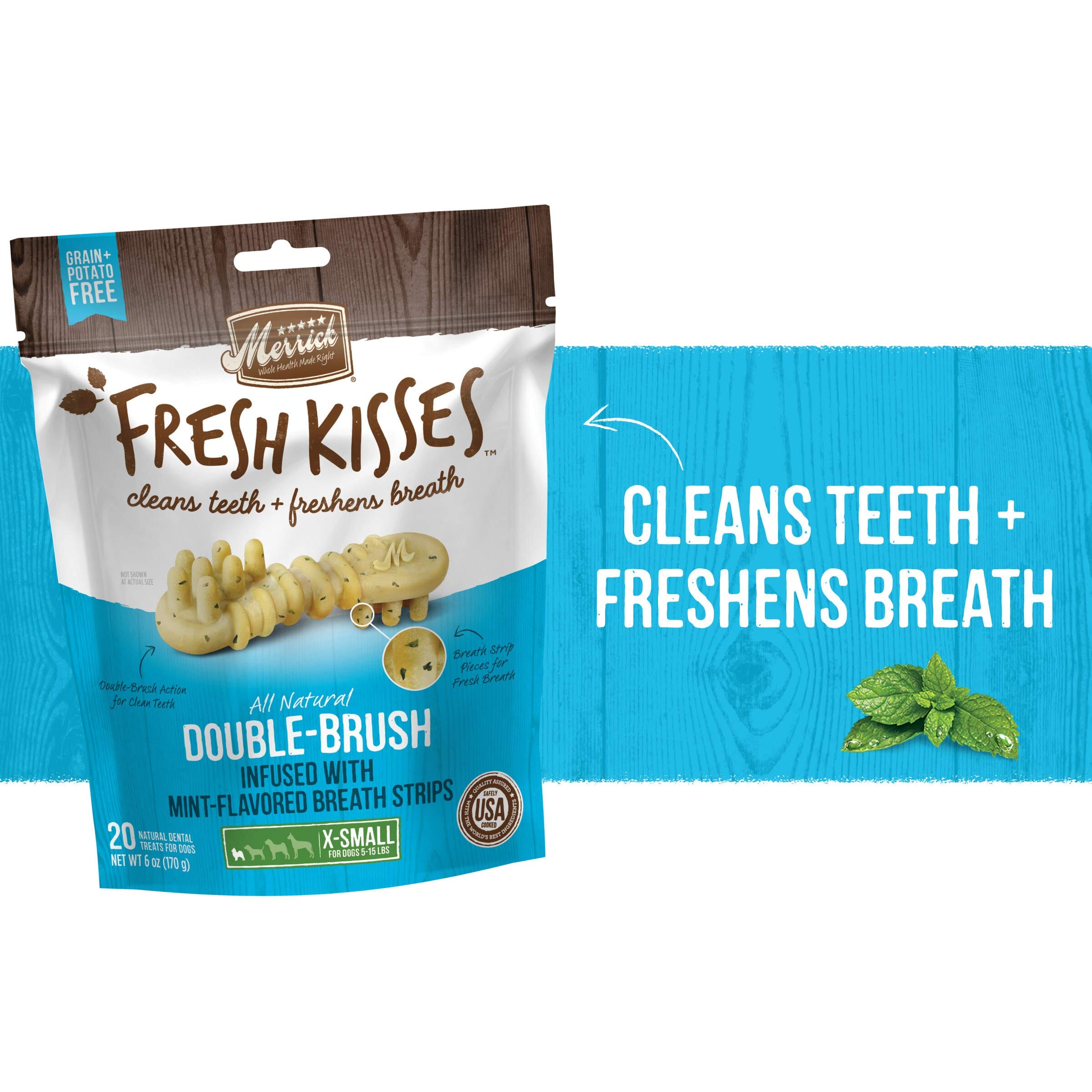 Merrick Fresh Kisses Mint Fresh Breath Dental Dog Treats  